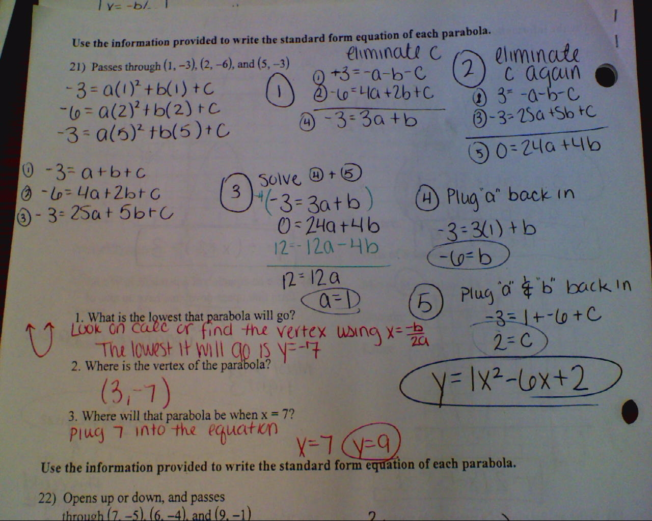 Algebra 1 Chapter 8 Test Review Answers